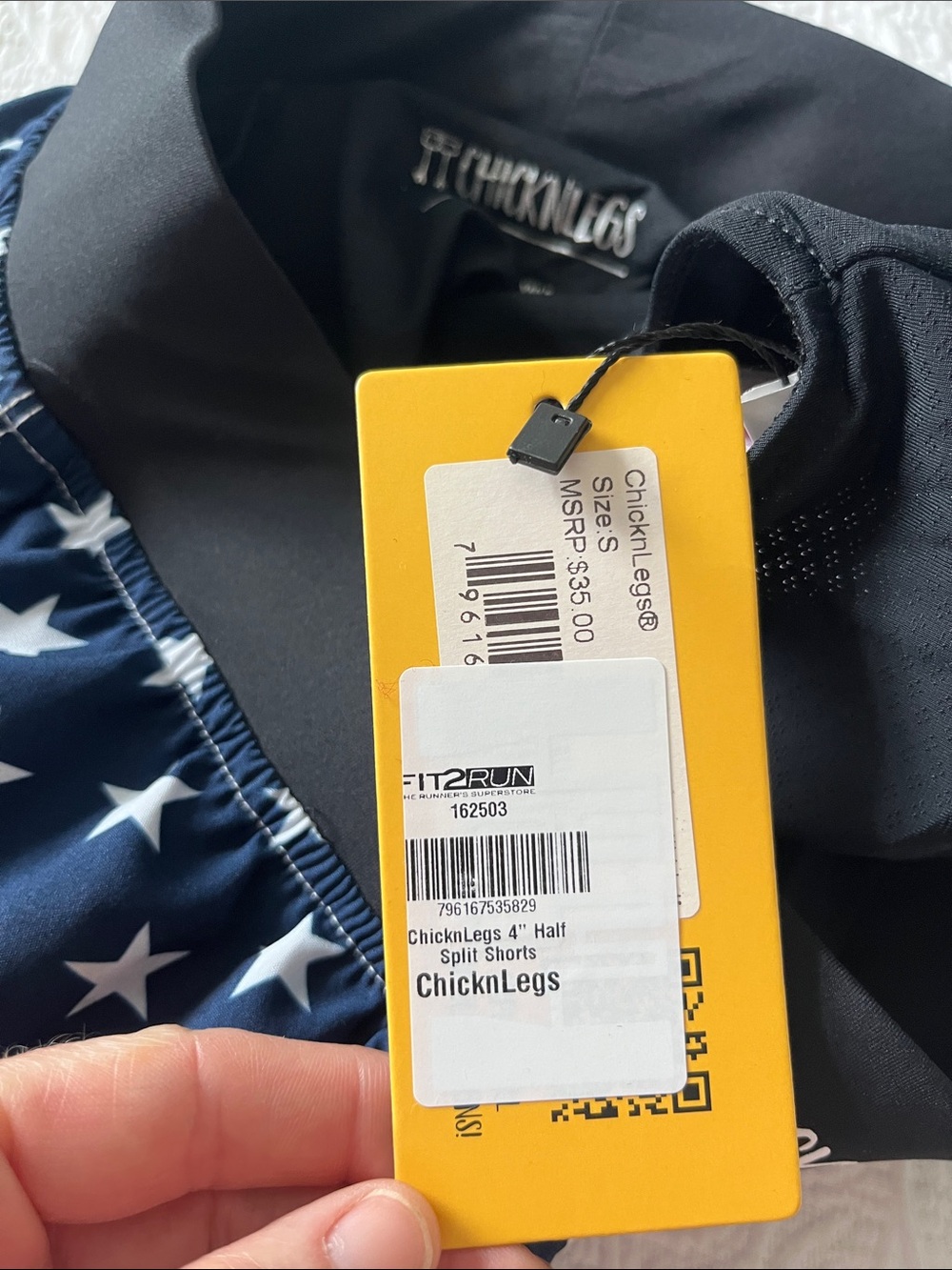 Men’s Chicknlegs small American Flag 4” running short, lined NWT - Picture 4 of 4